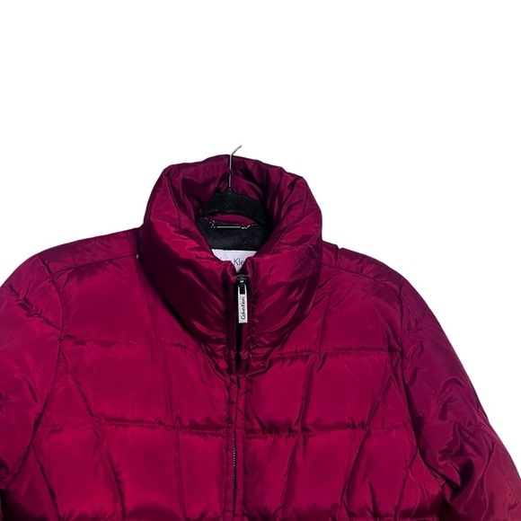 Calvin Klein Maroon Red High Neck Puffer Zip Up Coat sz XS - Picture 12 of 14